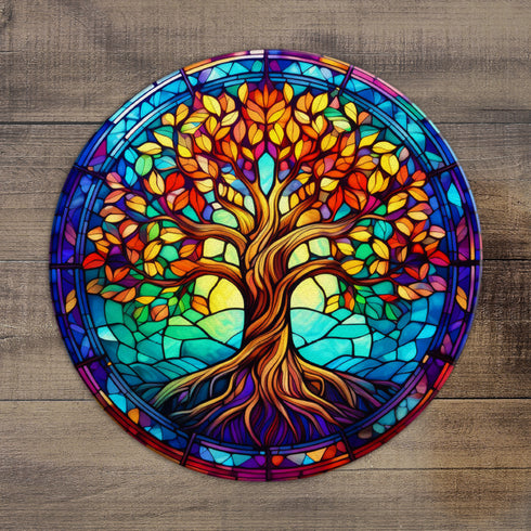 Tree of Life Circular Glass Suncatcher Worktop Saver